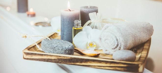home spa towel and candles and other goods