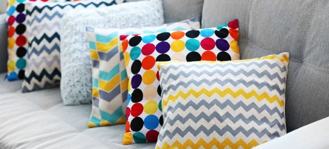 row of pillows with colorful patterns