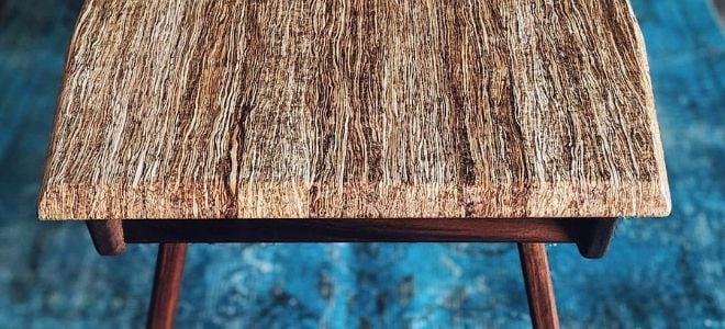 wooden table made of hemp with visible natural grains