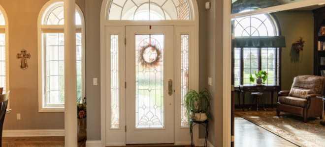 interior design with arched windows