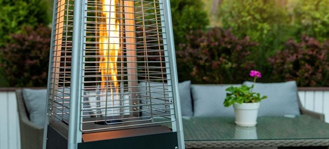 outdoor heater with flame