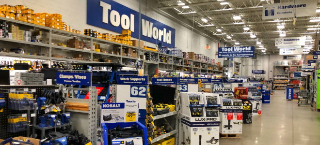 tool aisle at Lowe's