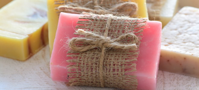 bar soap wrapped in burlap