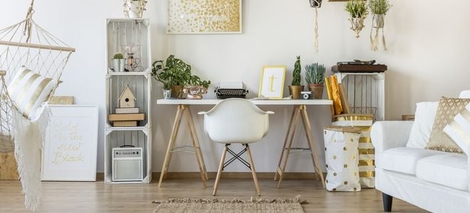 clean home office space with natural elements