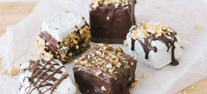 homemade chocolate covered marshmallows with nuts