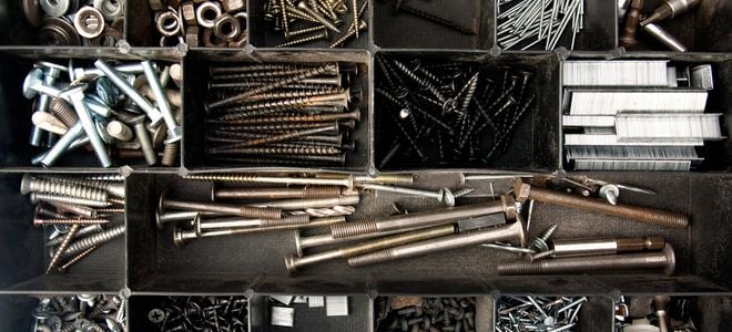 toolbox with fasteners of various kind and size