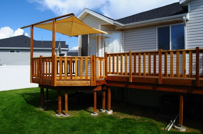 deck with a railing