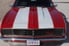 a red and white striped car hood