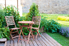 Wooden patio chairs and table