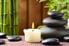 zen display with bamboo rocks and candles
