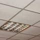 A light fixture in a suspended ceiling.