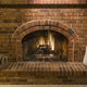 A brick fireplace.