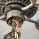 A ceiling fan with the wiring shown.