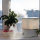 Air purifier on windowsill