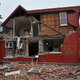 A house suffering partial structural collapse after and earthquake.