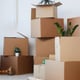 room with many things in cardboard boxes