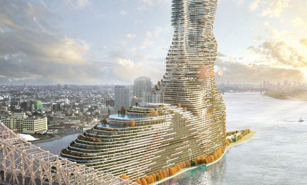 2,400-Foot-Tall Futuristic Tower Proposed for Roosevelt Island