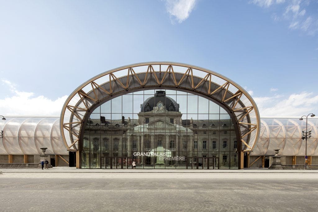 Exterior view of Paris' Grand Palais Éphémère.