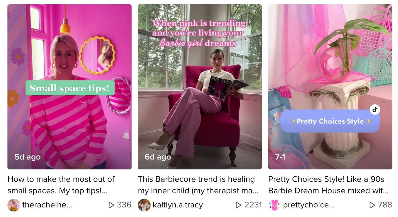 Barbiecore decorating videos on TikTok.