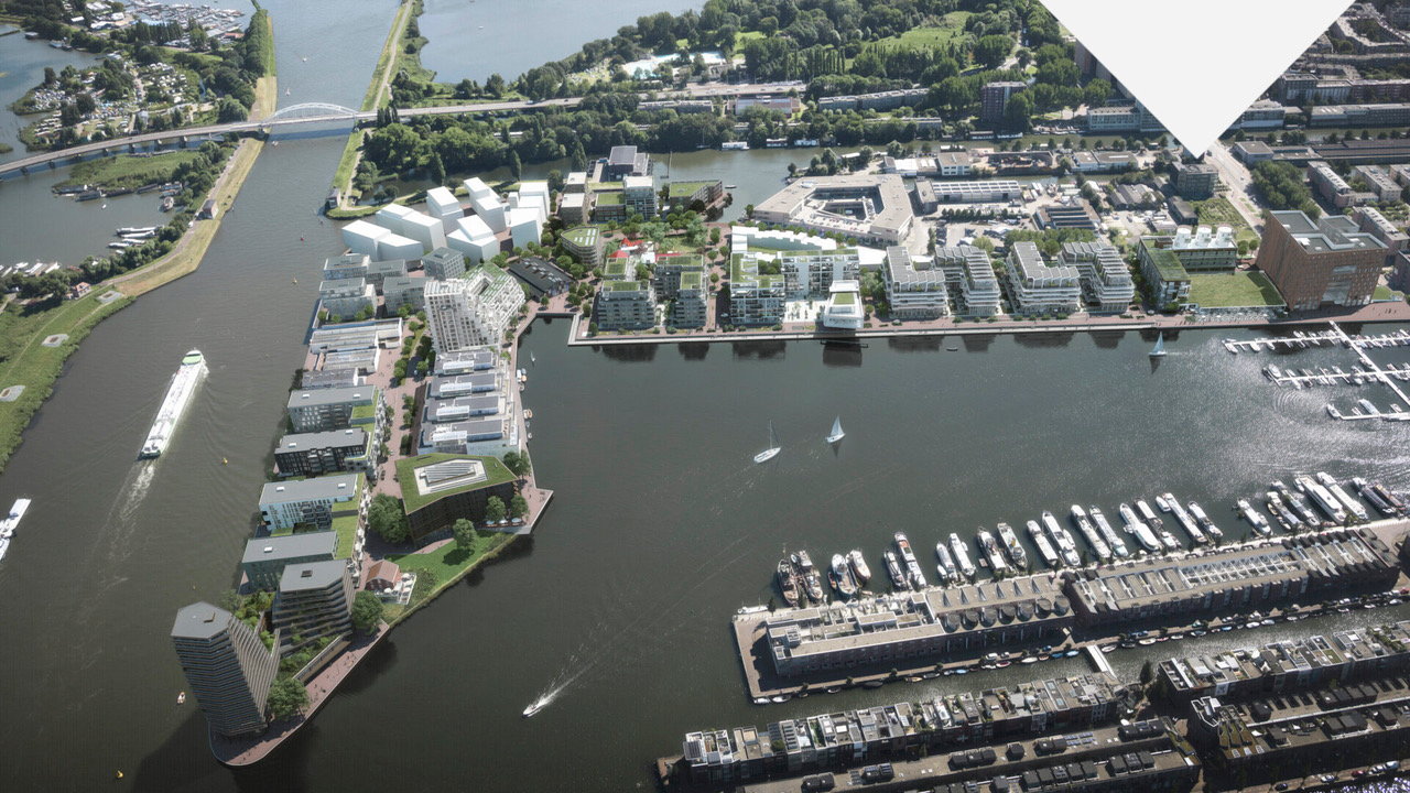 Aerial view of the Amsterdam port the Project Harbour Club hopes to revivify.