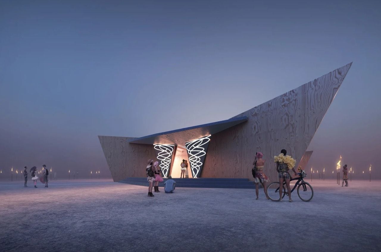 Architect John Marx and artist J Abinthia Vermut's Museum of No Spectators, as featured at Burning Man 2022. 