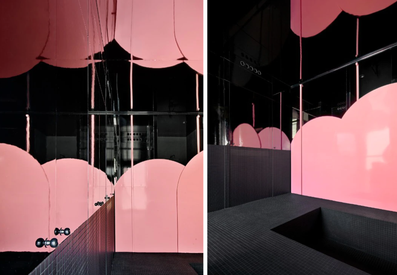 Pink, mirrored entrance to Spanish trap star Kaydy Cain's bedroom. 