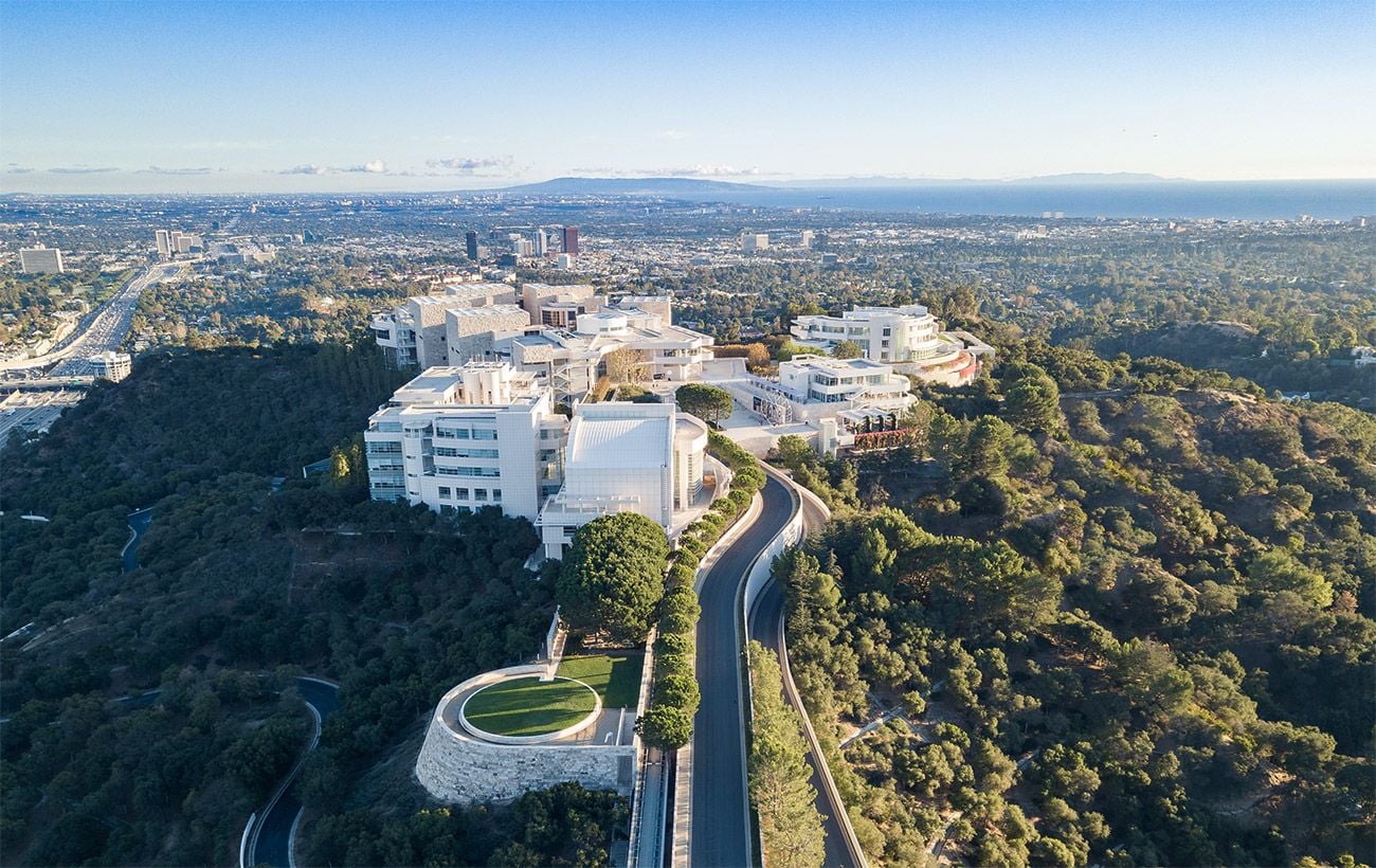 Aerial view of the Getty Center in Los Angeles. 
