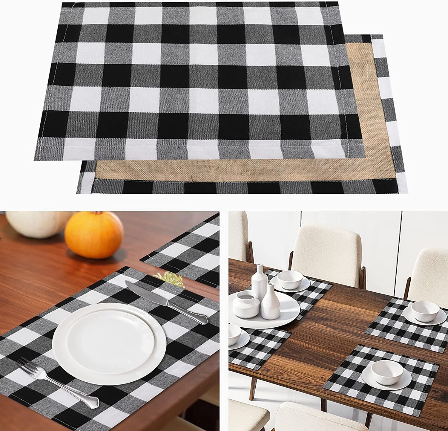 These check print placemats from Amazon instantly warm up a dining table.