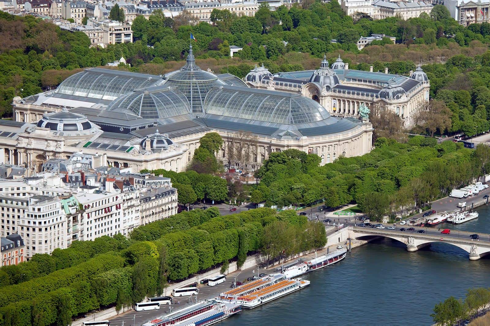Aerial view of Paris' sprawling Grand Palais.