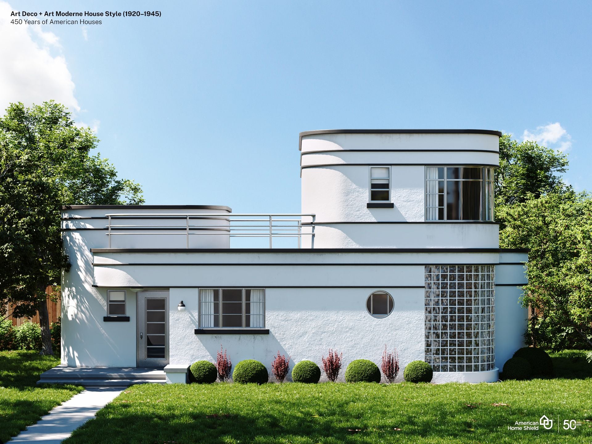 American Home Shield's re-creation of an Art Deco-style home, popular from 1920 to 1945.