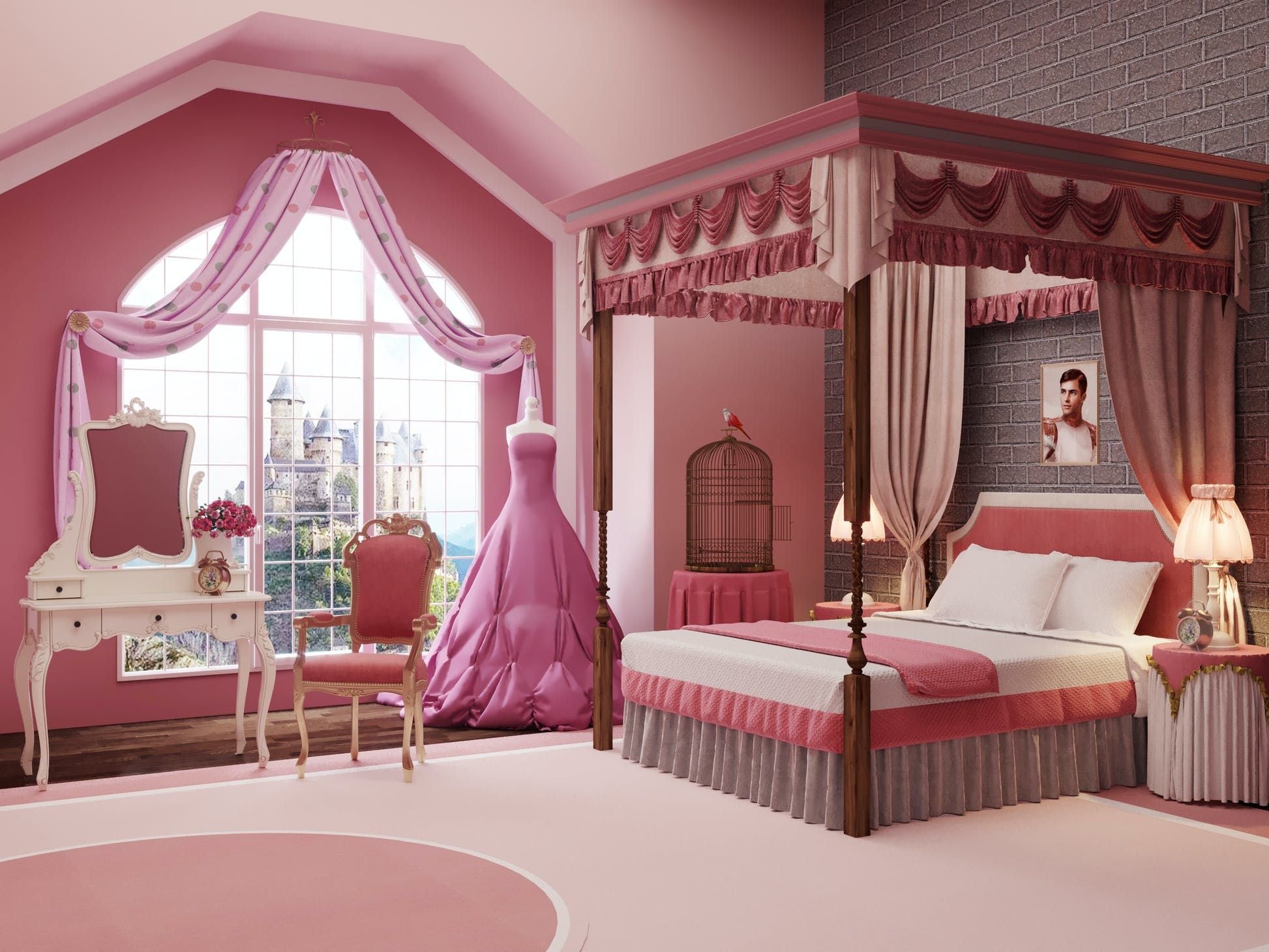 Princess Aurora's (Sleeping Beauty) fantasy bedroom, as imagined by the minds over at money.co.uk.
