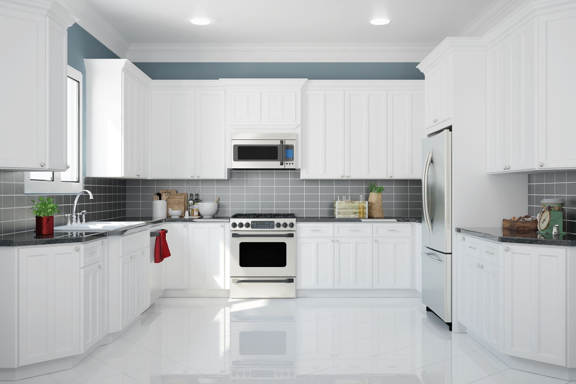 clean white kitchen with oven