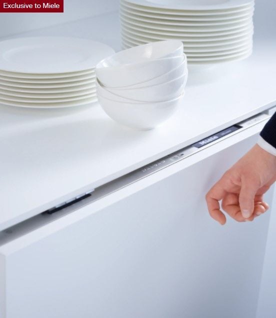 All it takes is a couple raps of the knuckles to activate the new Miele G7000 line of dishwashers. 