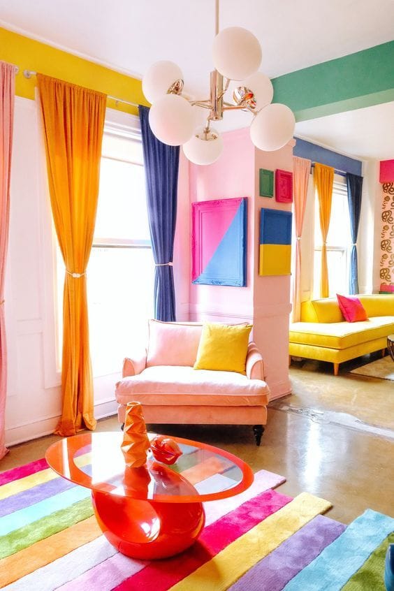 Bold multicolored interiors of the Vibrancy Lab Studio in Los Angeles by Dani Dazey of Dazey Den. 