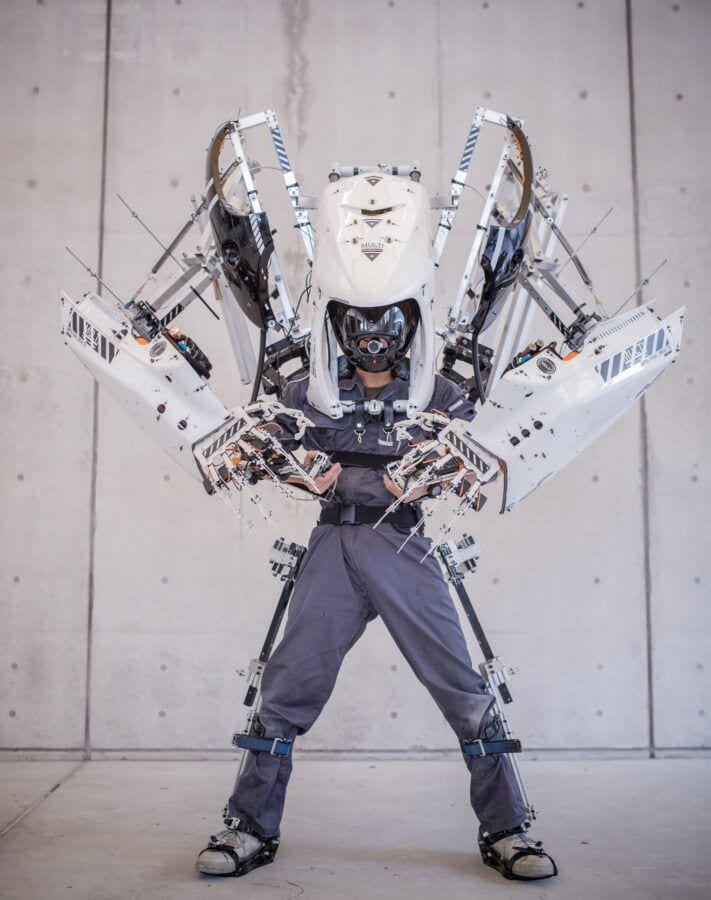 Robotic exoskeleton designed by Hiroto Ikeuchi for Balenciaga's Spring 22 Campaign.