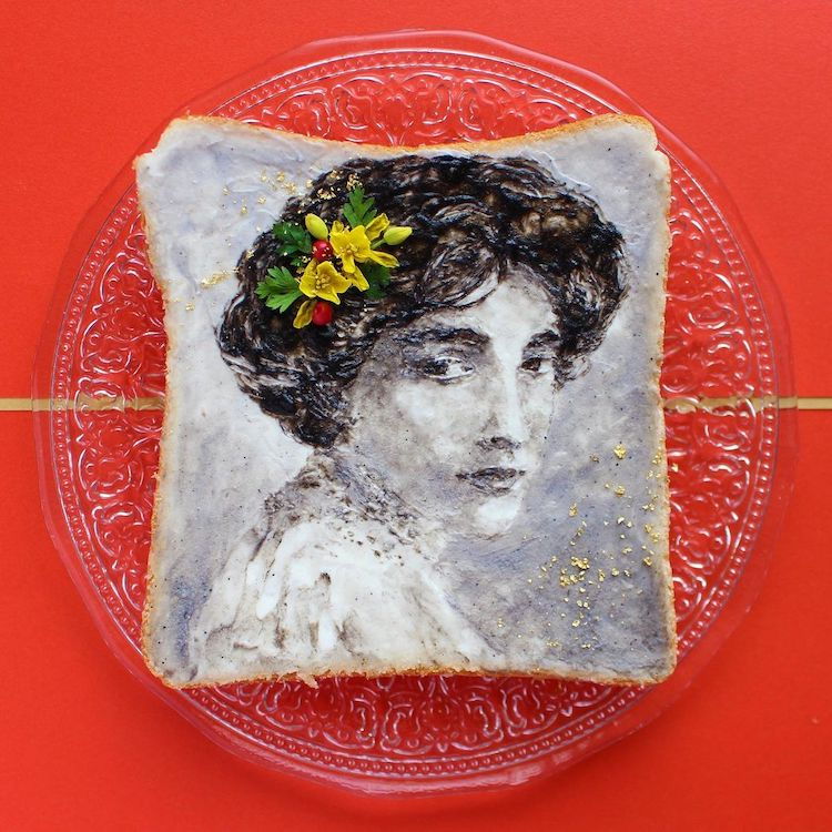 Marie Doro toast art portrait by Manami Sasaki.