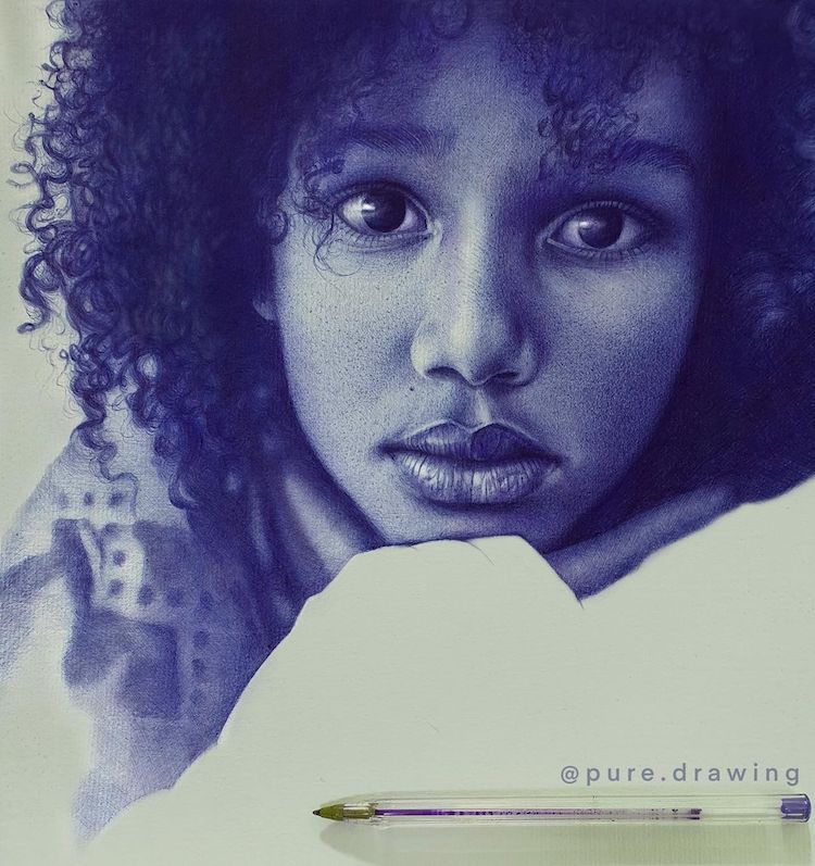 a drawing with blue ballpoint pen  rdrawing
