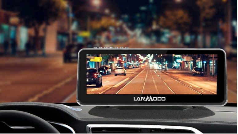 The LANMODO Vast Night Vision System mounted to a car dash.