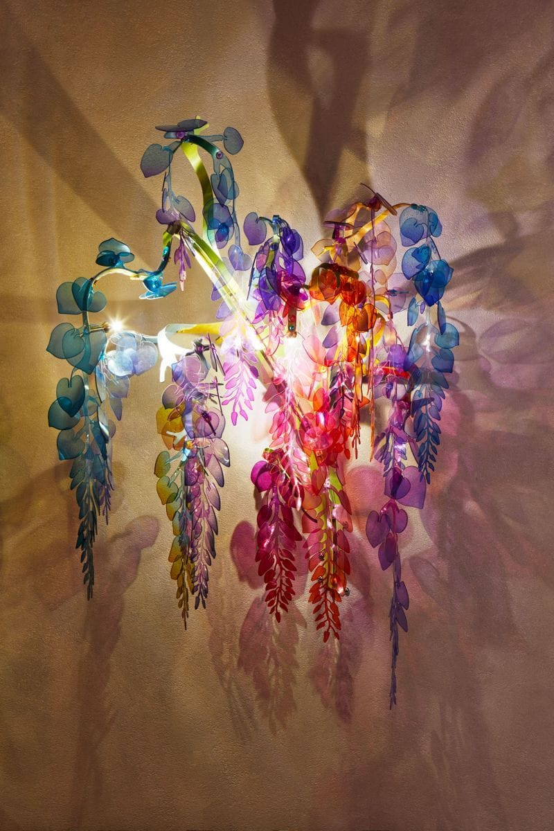 Vibrant jewelry-inspired Wisteria sconce featured in Bethan Laura Wood's 
