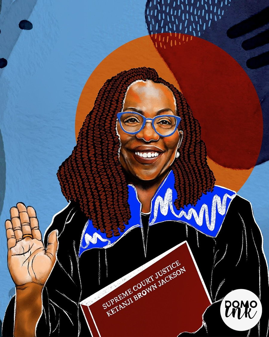Domonique Brown portrait of new Supreme Court justice Ketanji Brown Jackson.
