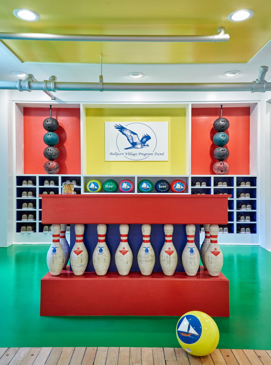 The front counter of the renovated Bellport Bowling Alley.