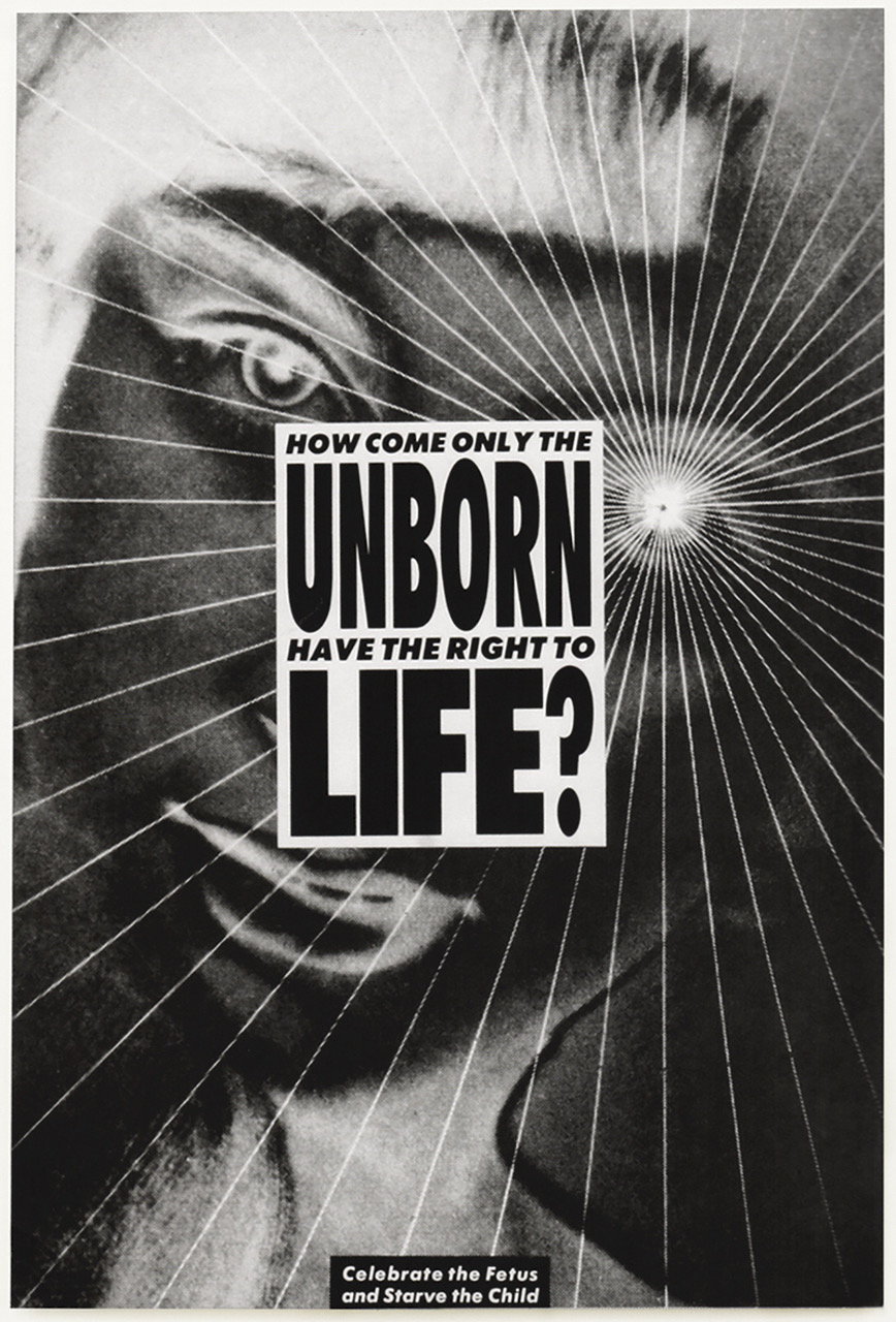 Black-and-white photo collage by Barbara Kruger asks 