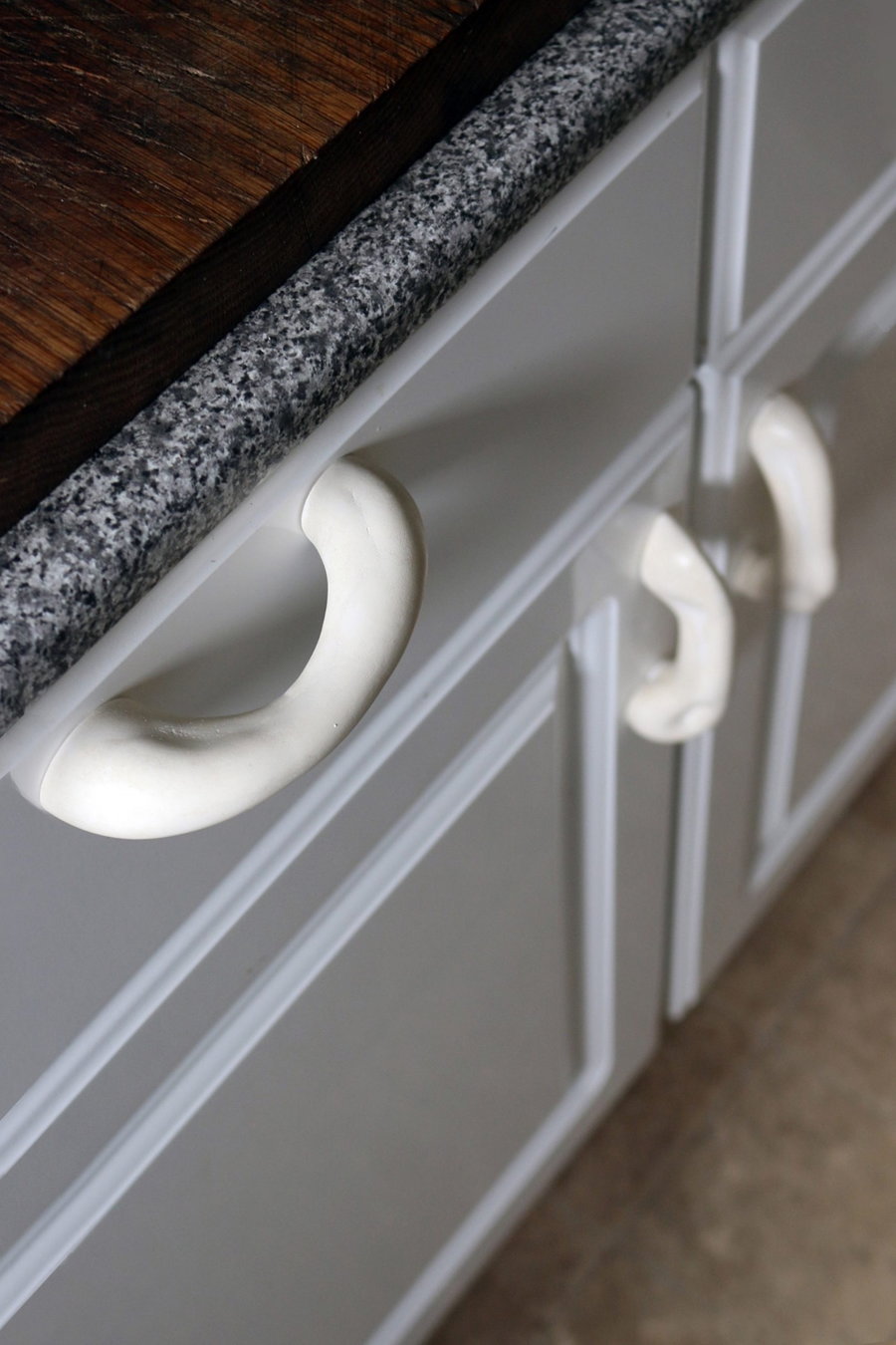 Kitchen drawer handles made from Tessa Silva's 