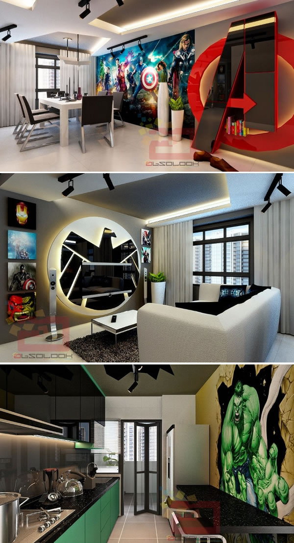 Absolook Interior Design's Avengers-Themed apartment concept.