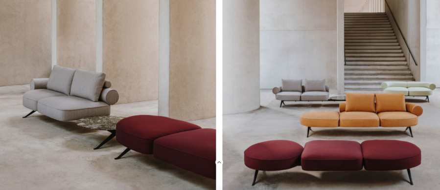 La Manufacture's sculptural Luizet couches make a big statement for being so small and sophisticated. 