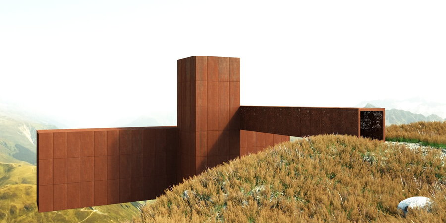The rusted, cantilevered 