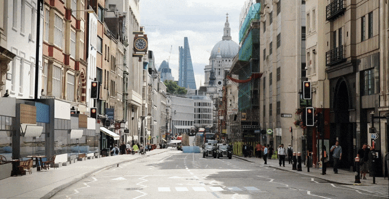 London's Fleet Street is transformed into a verdant paradise full of living greenery, as digitally transformed by WATG.