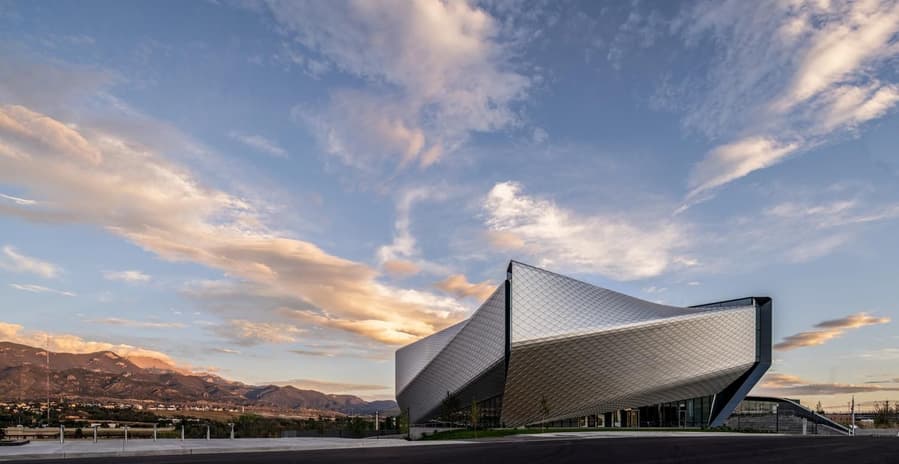 Exterior view of the new US Olympic and Paralympic Museum in Colorado Springs.
