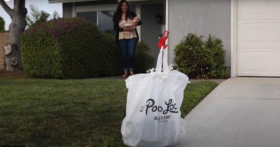 El Pollo Loco delivery drone drops off an order to a customer.