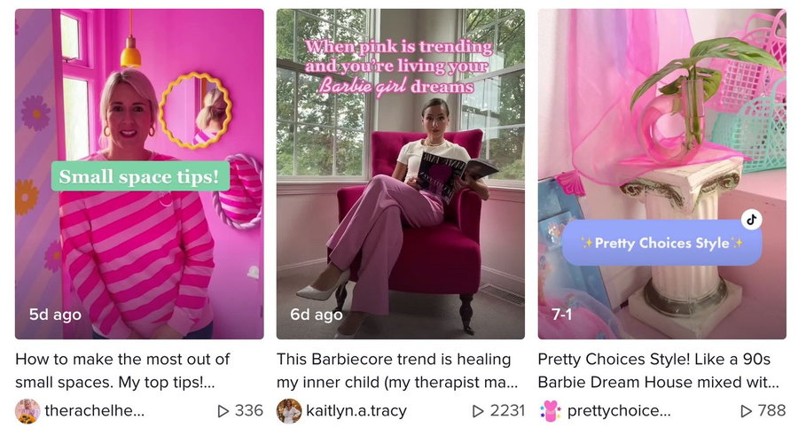 Barbiecore decorating videos on TikTok.